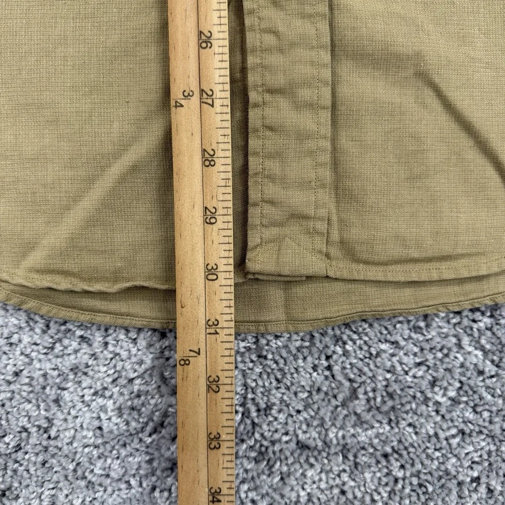 Polo Ralph Lauren Linen Shirt Mens M Khaki Field Military Short Sleeve Button Up